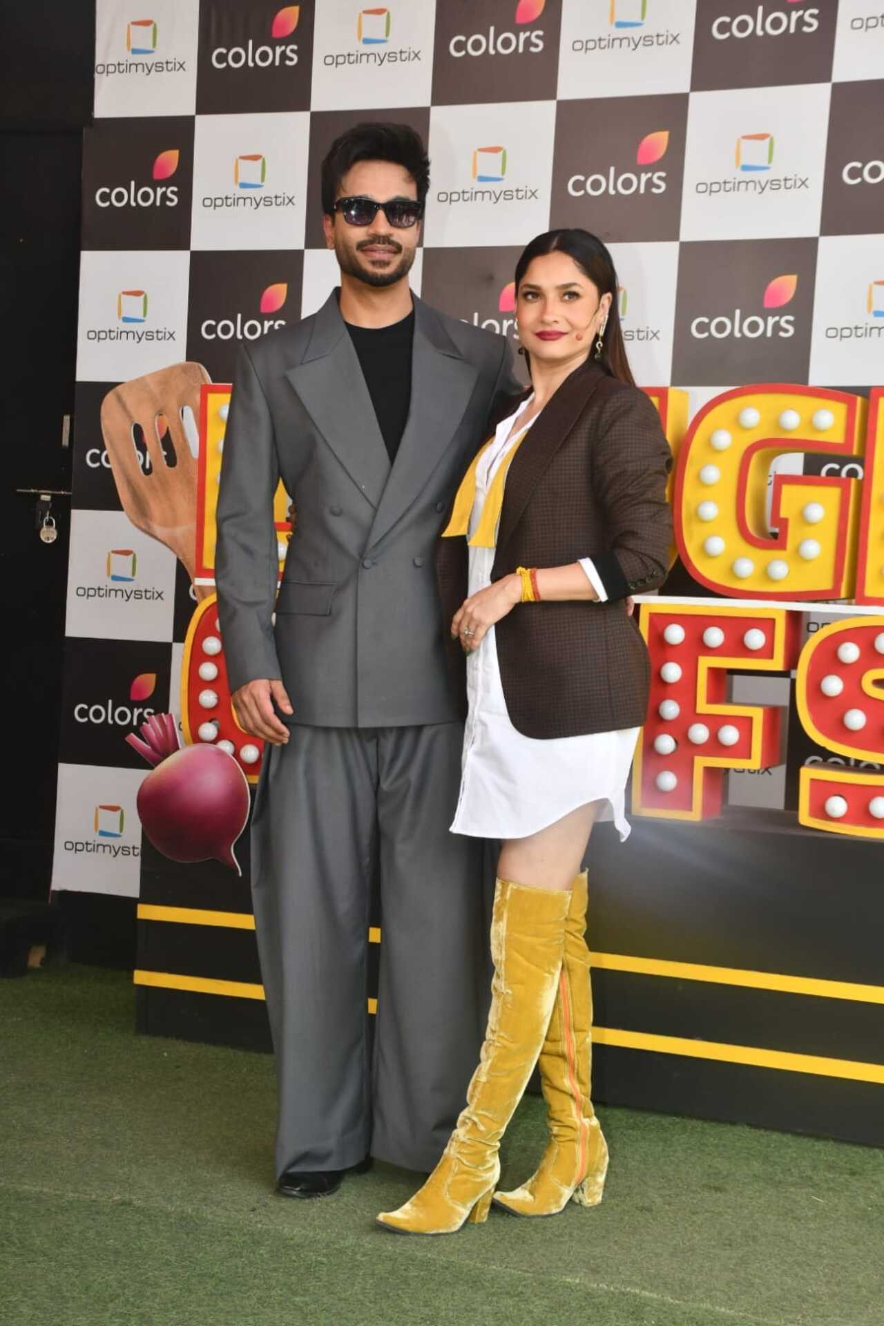 Vicky Jain and Ankita Lokhande were also spotted posing together on the sets of Laughter Chefs.